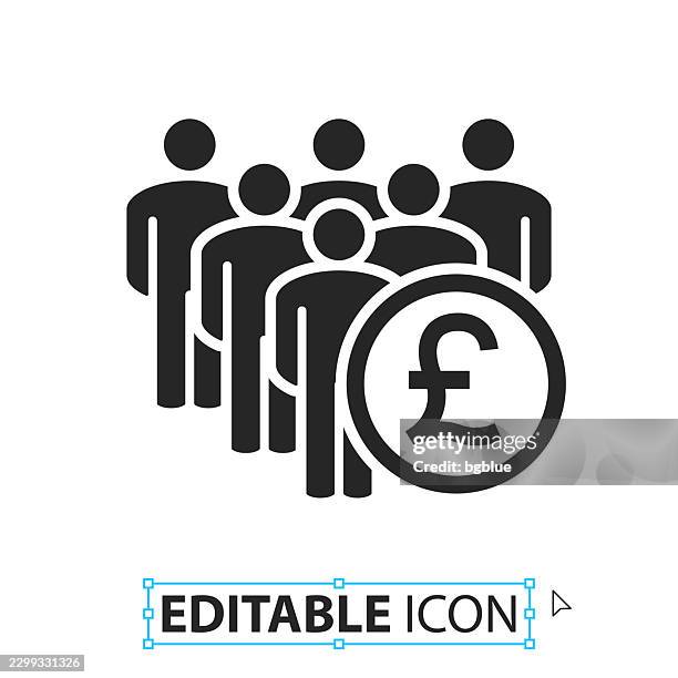 crowd with pound sign - editable icon on white background - community solid icon stock illustrations