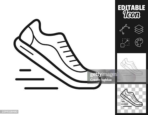 running shoe in motion. icon for design. easily editable - walking treadmill stock illustrations
