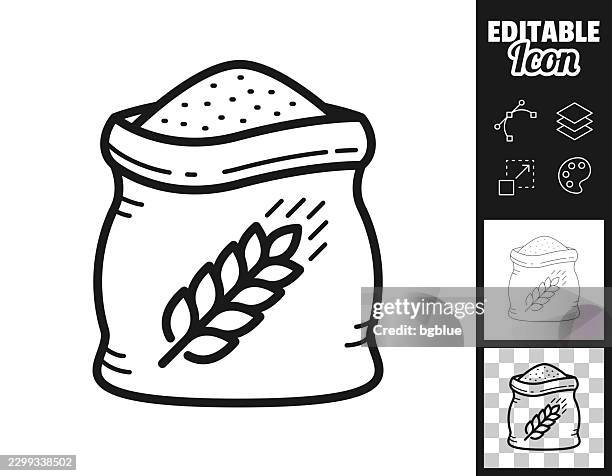 flour bag. icon for design. easily editable - bread packaging stock illustrations