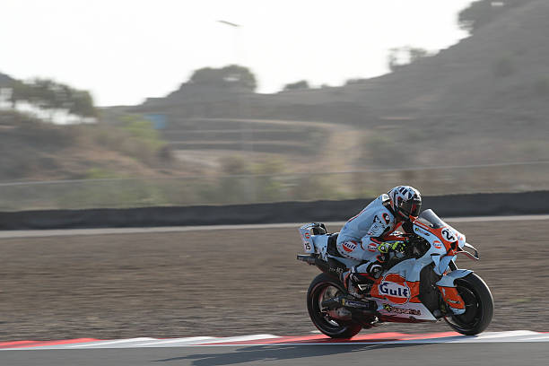 Raul Fernandez of Spain riding the SuperFile Trackhouse Aprilia on track during Practice on October 09, 2026 in Lombok, Indonesia.