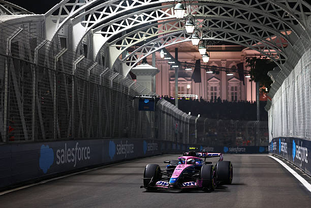 Franco Colapinto of Argentina driving the Alpine F1 A526 Mercedes on track during Sprint Qualifying ahead of the F1 Grand Prix of Singapore at Marina...