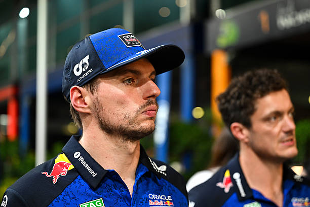 Sprint Pole qualifier Max Verstappen of the Netherlands and Oracle Red Bull Racing looks on during Sprint Qualifying ahead of the F1 Grand Prix of...