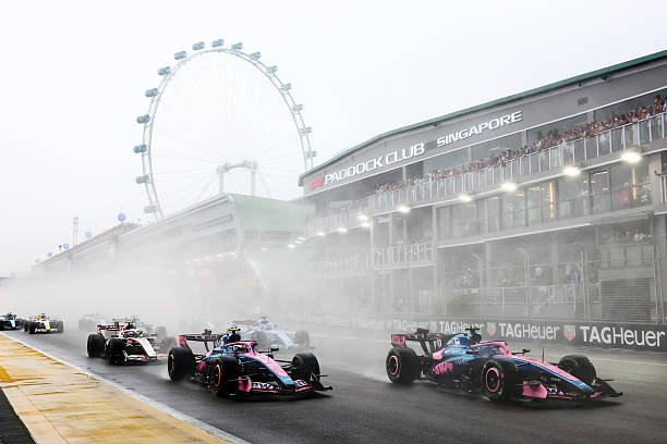 Pierre Gasly of France driving the Alpine F1 A526 Mercedes and Franco Colapinto of Argentina driving the Alpine F1 A526 Mercedes battle for track...