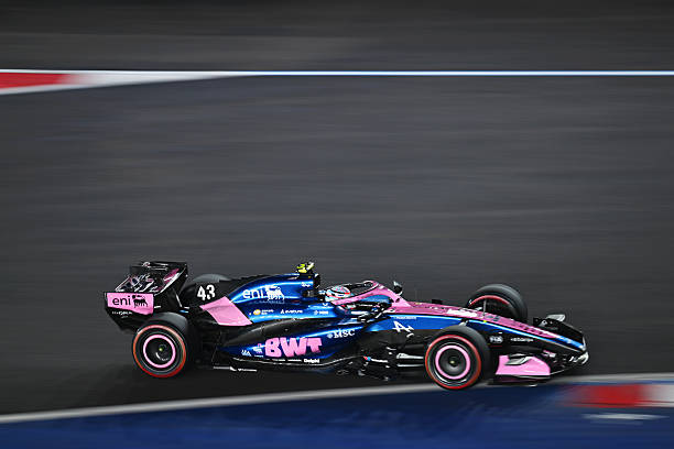 Franco Colapinto of Argentina driving the Alpine F1 A526 Mercedes on track during qualifying ahead of the F1 Grand Prix of Singapore at Marina Bay...
