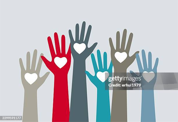 inclusive caring & community support - social workers stock illustrations