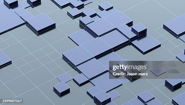 abstract geometric 3d blocks on grid surface - modular system stock pictures, royalty-free photos & images