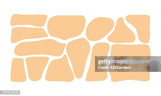 abstract peach organic stone shapes. soft pastel blob collection. hand drawn cobblestone pebble. modern irregular organic shapes - irregular stock illustrations