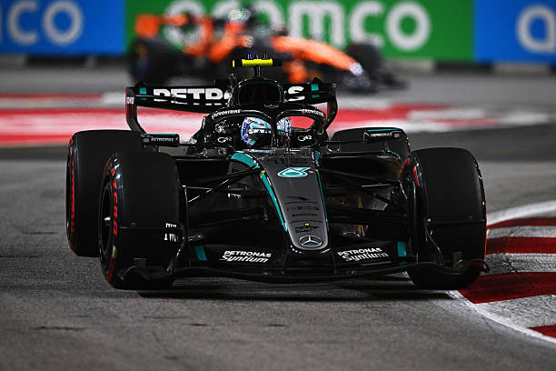 Andrea Kimi Antonelli of Italy driving the Mercedes AMG Petronas F1 Team W17 on track during the F1 Grand Prix of Singapore at Marina Bay Street...