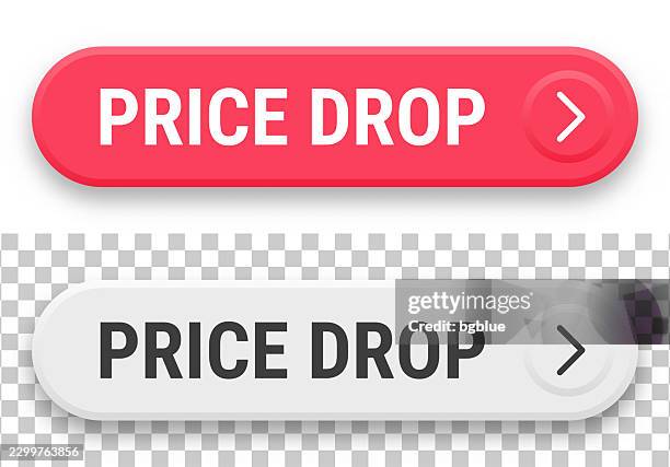 price drop - 3d click web buttons on blank background - drop box stock illustrations