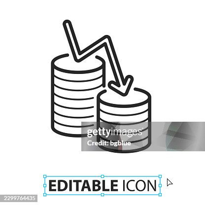 Money decrease - Line editable icon on white background Money decrease - Line editable icon on white background