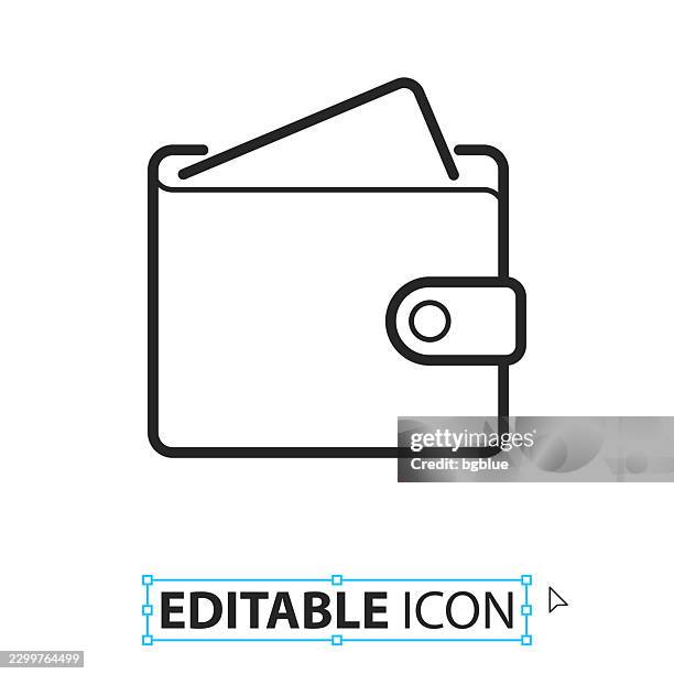 wallet - line editable icon on white background - empty pockets white background stock illustrations
