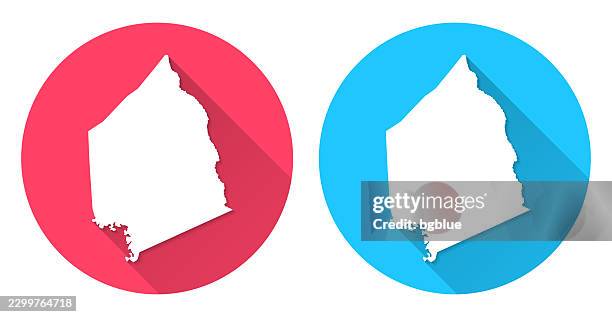 scott county, kentucky map. round icon with long shadow on red or blue background - georgetown stock illustrations