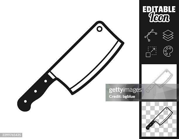kitchen cleaver. icon for design. easily editable - meat packing stock illustrations