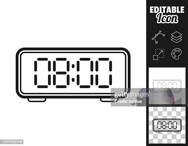 digital alarm clock at 8 00. icon for design. easily editable - adjusting clock stock illustrations