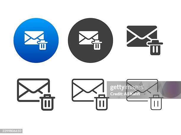 delete mail icons. editable stroke. line and glyph solid style series icons - postage scale stock illustrations
