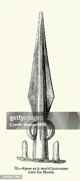 history, ancient celtic spear from a mould, vintage illustration - shaping stock illustrations