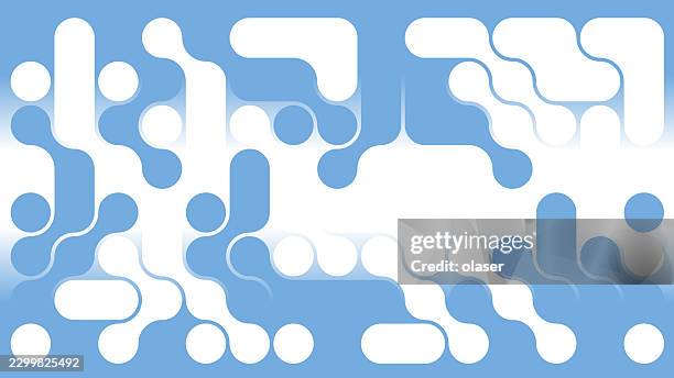 blue and white flowing geometric pattern with rounded shapes, circular nodes, and layered curved forms creating a clean, modern digital background. - blowing bubble stock illustrations