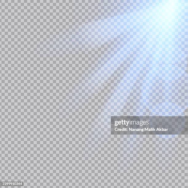 blue sunlight or flare light effect with transparent background - bling background stock illustrations