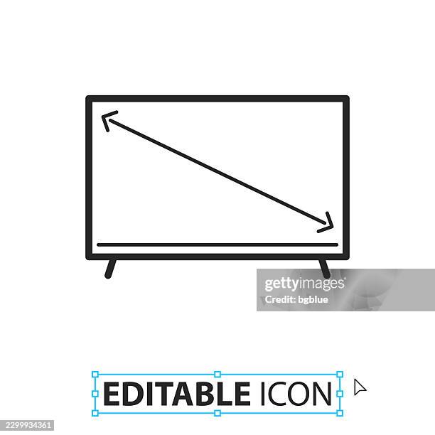 tv screen size - line editable icon on white background - large screen stock illustrations