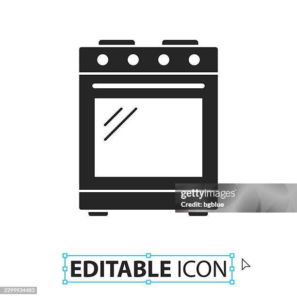 gas stove - gas range - editable icon on white background - kitchen front view stock illustrations