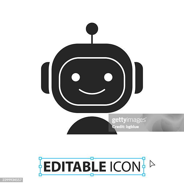bot - robot face - editable icon on white background - chat bot white background stock illustrations
