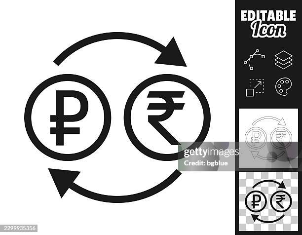 russian ruble to indian rupee conversion. icon for design. easily editable - wire transfer vector stock illustrations