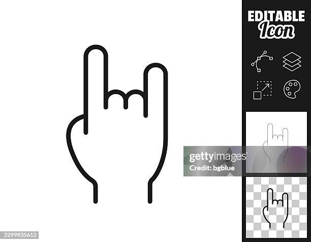 horns hand gesture. icon for design. easily editable - devil horns hand stock illustrations