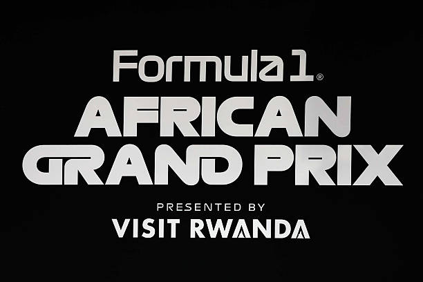 Formula 1 African Grand Prix signage is seen during a Formula 1 announcement at BK Arena on October 13, 2026 in Kigali, Rwanda.