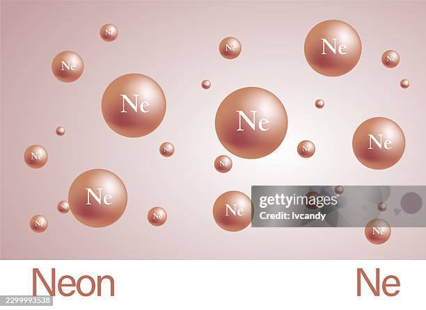 molecular model of neon gas( ne) - science formula background stock illustrations