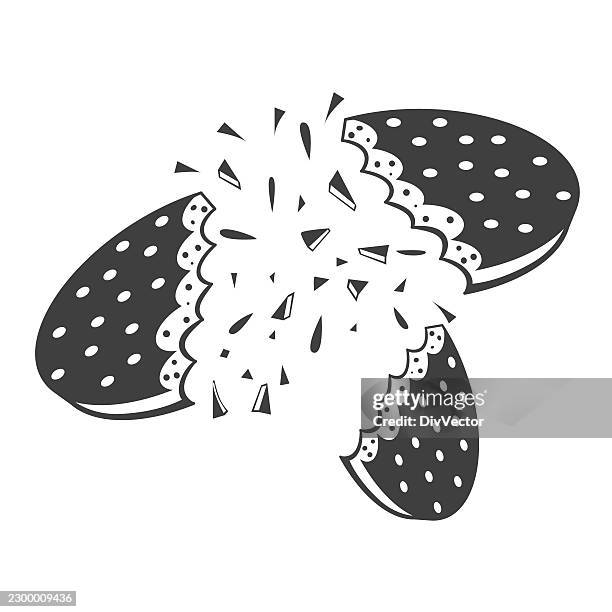 broken cookie illustration - cookie crumb stock illustrations