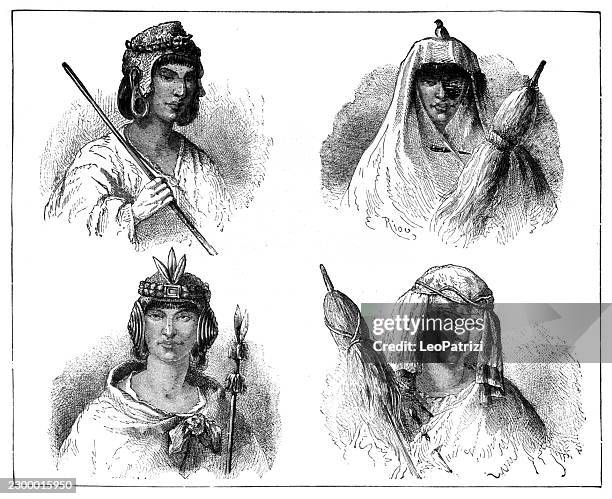 inca royal lineage portraits - wrap stock illustrations
