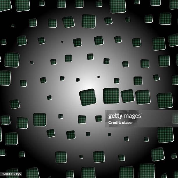 dark green rounded squares float across a gray gradient background, creating a geometric pattern with depth, motion, and a modern digital feel. - dark web stock illustrations