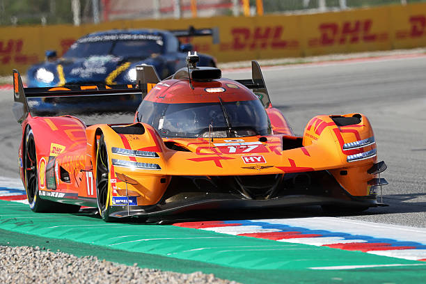 Pipo Derani, Mathys Jaubert and Andre Lotterer, of Genesis Magma Racing, drive a Genesis GMR-001 during free practice 1 of the 6 Hours of Barcelona...