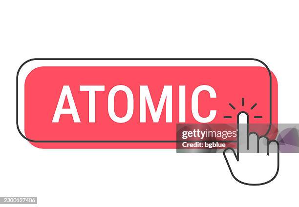 atomic - click button with hand cursor on white background - pointer finger on white stock illustrations