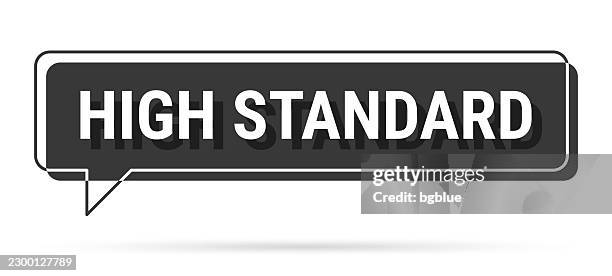 high standard - 3d black speech bubble on white background - speach bubbles logo stock illustrations
