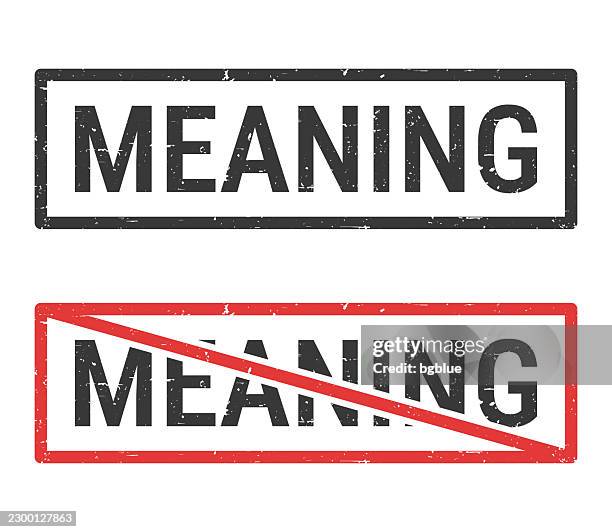 meaning - rubber stamps with crossed out stamp on white background - meaningful stock illustrations