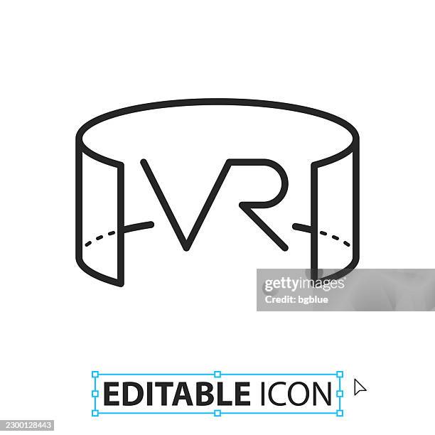 vr - virtual reality - line editable icon on white background - full circle logo stock illustrations