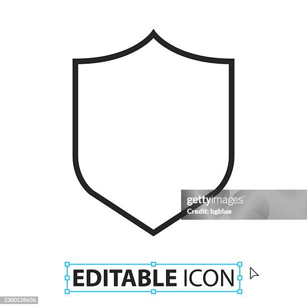 shield - line editable icon on white background - security guard white background stock illustrations