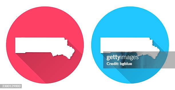 san miguel county, colorado map. round icon with long shadow on red or blue background - telluride stock illustrations