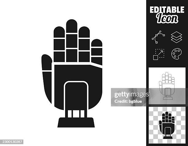 robotic open hand. icon for design. easily editable - mechanical engineering stock illustrations