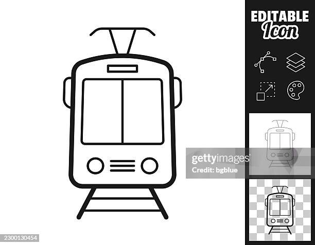 tram front view. icon for design. easily editable - train window view stock illustrations