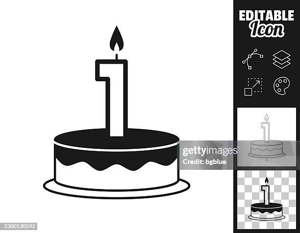 first birthday cake. icon for design. easily editable - first birthday cake stock illustrations