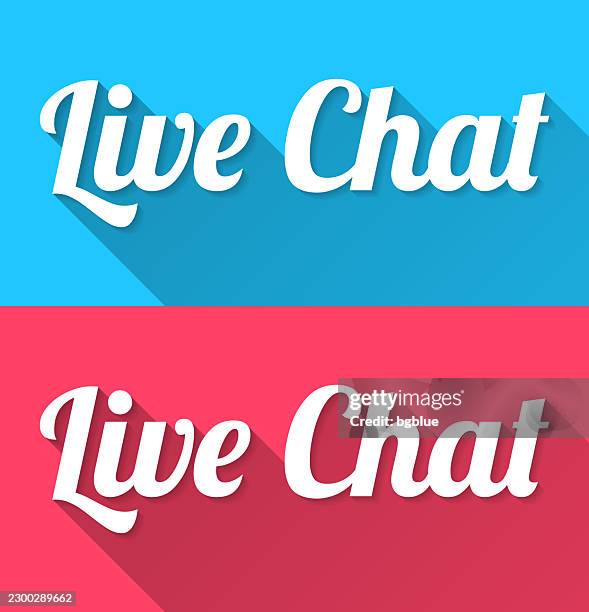 live chat - flat design with long shadow on blue and red background - lives matter stock illustrations