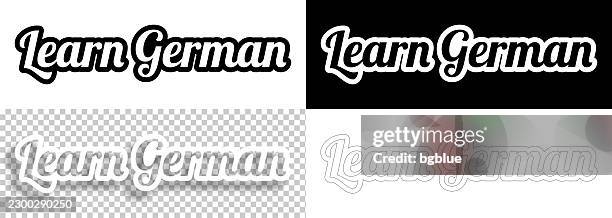 learn german - text for design. blank, white and black backgrounds - line text - learning german stock illustrations