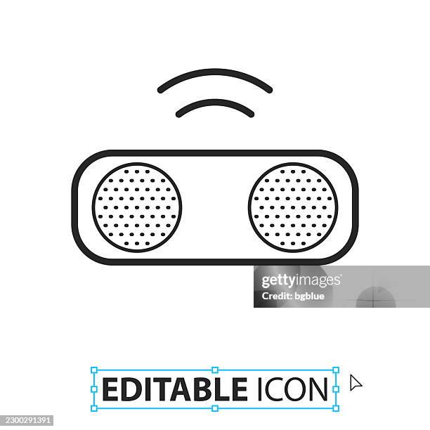 wireless speaker - line editable icon on white background - using smart speaker stock illustrations