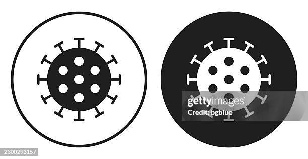 virus. round icon - black and white circle button - fungus microscope stock illustrations