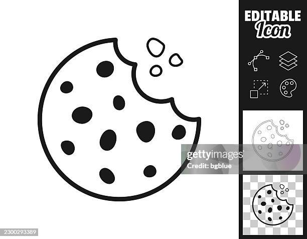 bitten cookie. icon for design. easily editable - biting chocolate stock illustrations