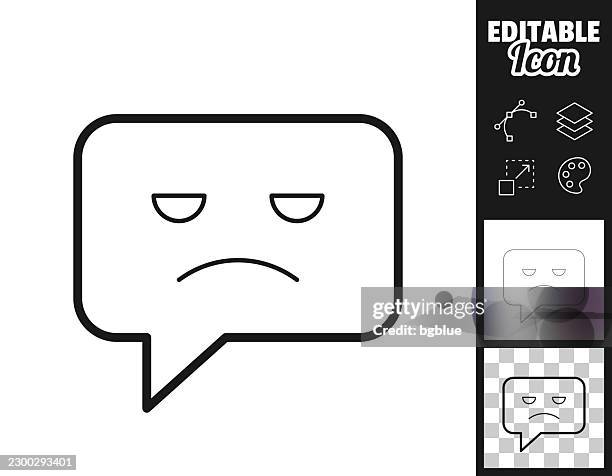 speech bubble with unhappy face. icon for design. easily editable - demand response stock illustrations
