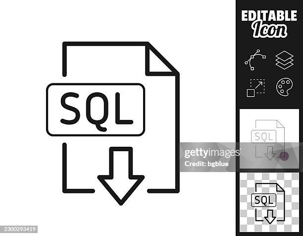 sql file download. icon for design. easily editable - software development stock illustrations
