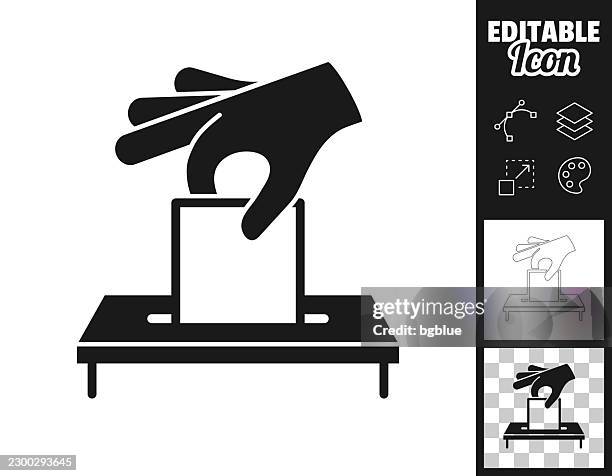 hand casting ballot. icon for design. easily editable - voting booth stock illustrations